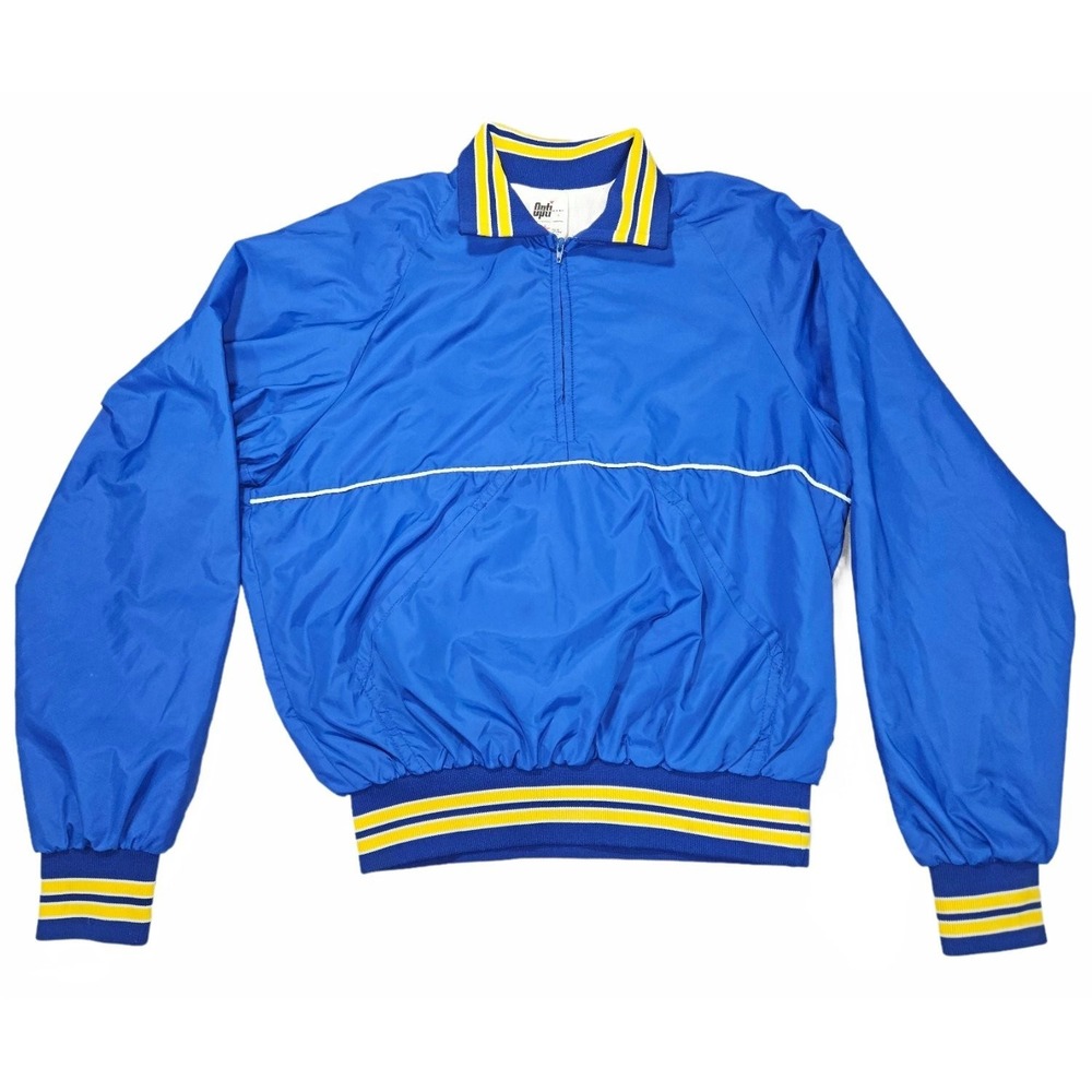 Vintage Opti Sportswear 1/4 Zip Windbreaker Jacket Mens Large Blue Yellow USA